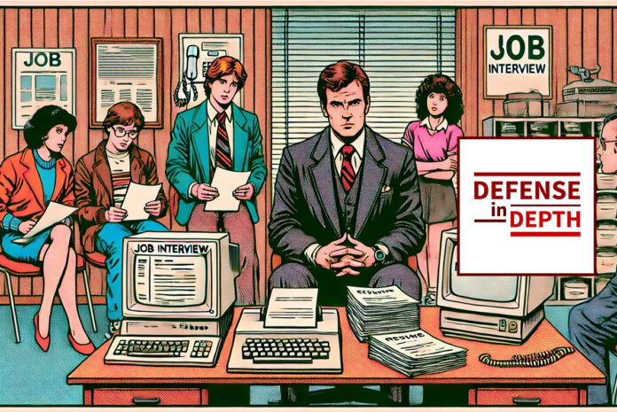 Portrait of an unsatisfied man in shirt looking at eyeglasses Cybersecurity-Is-NOT-an-Entry-Level-Position